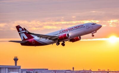 Canadian North Boeing 737-300 transports firefighters to Thunder Bay to fight forest fires in northern Ontario. Photo by Tom Podolec (Instagram user @tompodolec)