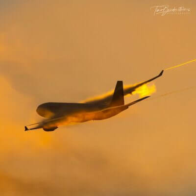 The heavy Iberia Airbus A330 slicing through the marine layer on departure from LAX. Photo submitted by Instagram user @tb_aviation_photography