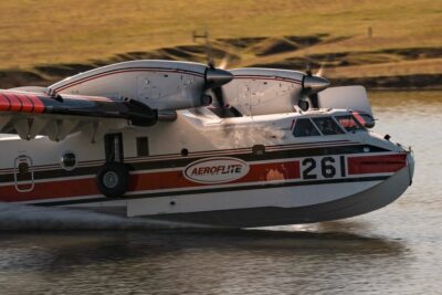 A Conair waterbomber, skimming. Tagged on Instagram by @restrictedmedia_