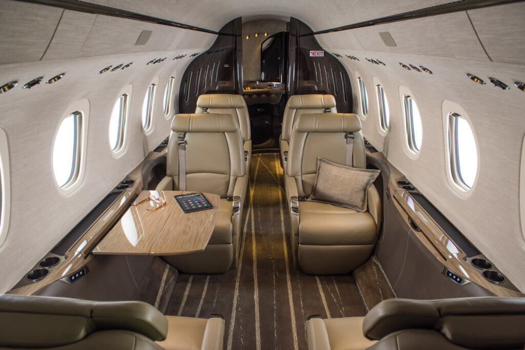 Inside the cabin of the Citation Latitude