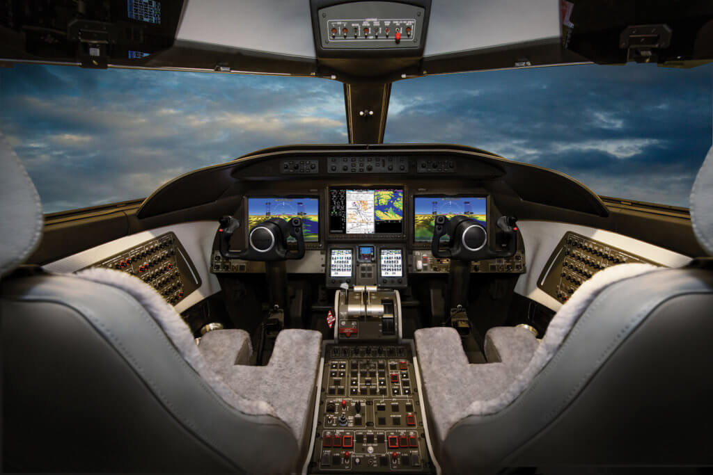 The Learjet 75 features the Garmin G5000-based 