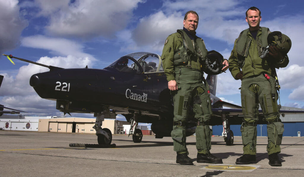 419 Squadron commanding officer LCol Mike (Moose) Grover, right, with his deputy CO, Maj Carl (Sleepy) Cottrell.