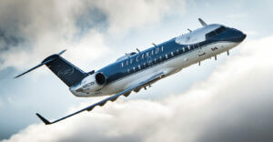 Nav Canada operates three flight inspection aircraft consisting of two Bombardier CRJ-200s (shown here) and one Dash 8-100. On any given day, two of them are normally airborne and sometimes all three. Stuart Sanders Photo