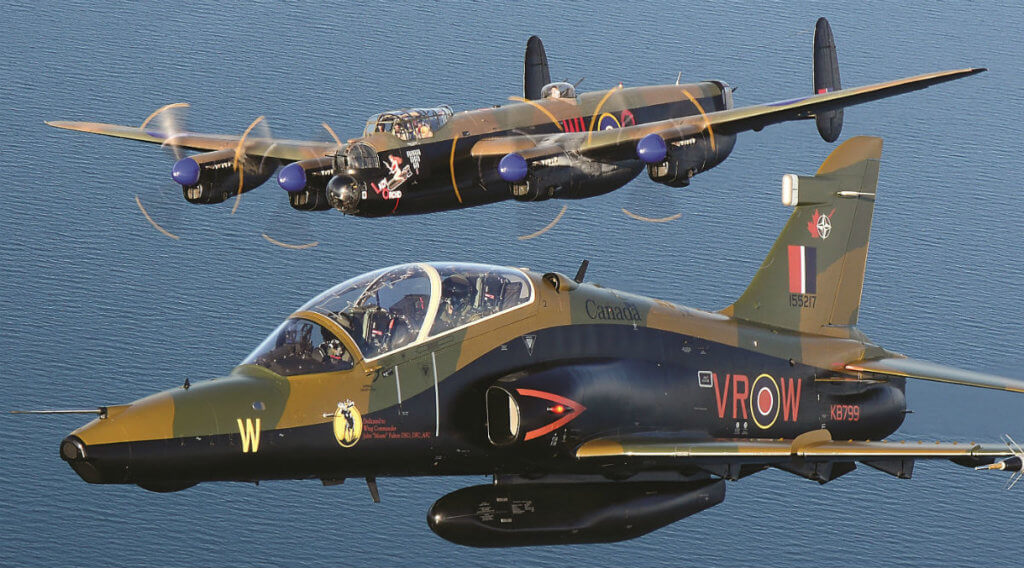 One CT-155 Hawk from 419 Squadron features a new brown and green camouflage paint scheme